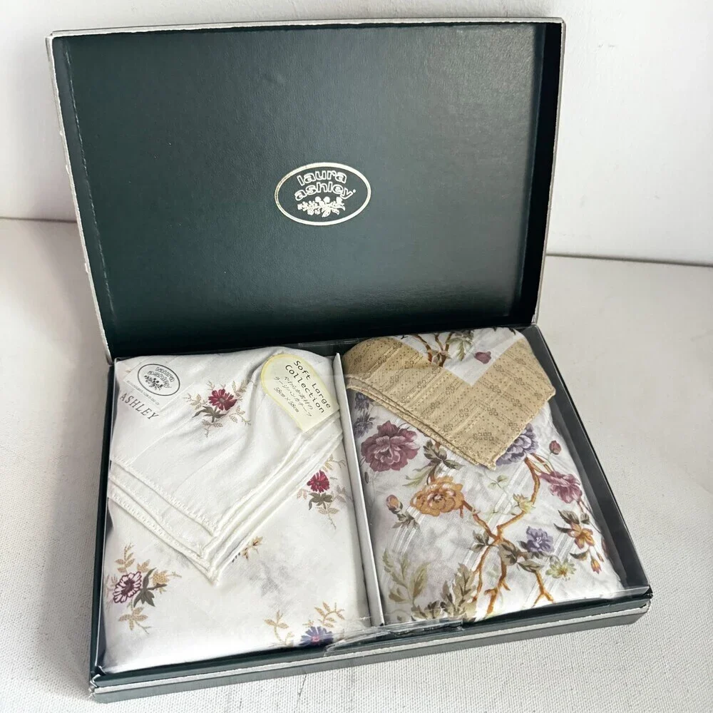 Laura Ashley Floral Handkerchief Set Asian Market in Gift Box